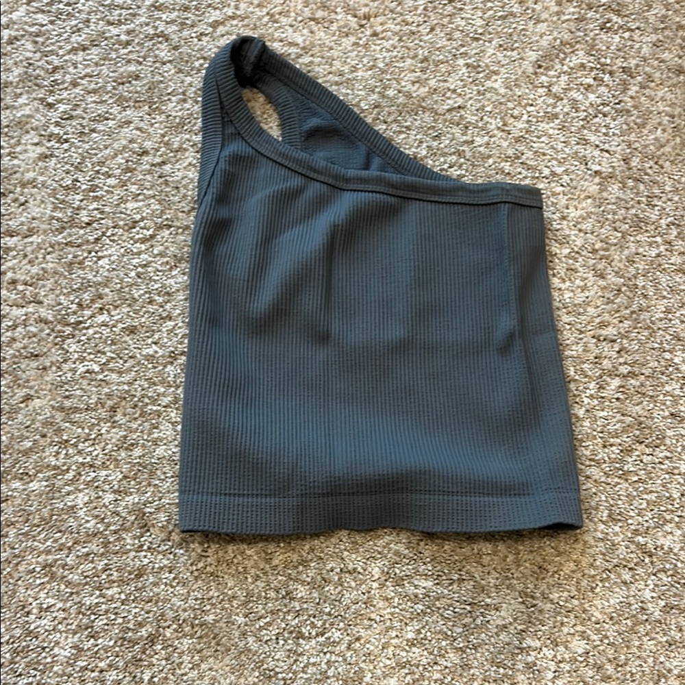 Ribbed One-Shoulder Top in Slate…bluish/gray. OS. Like new